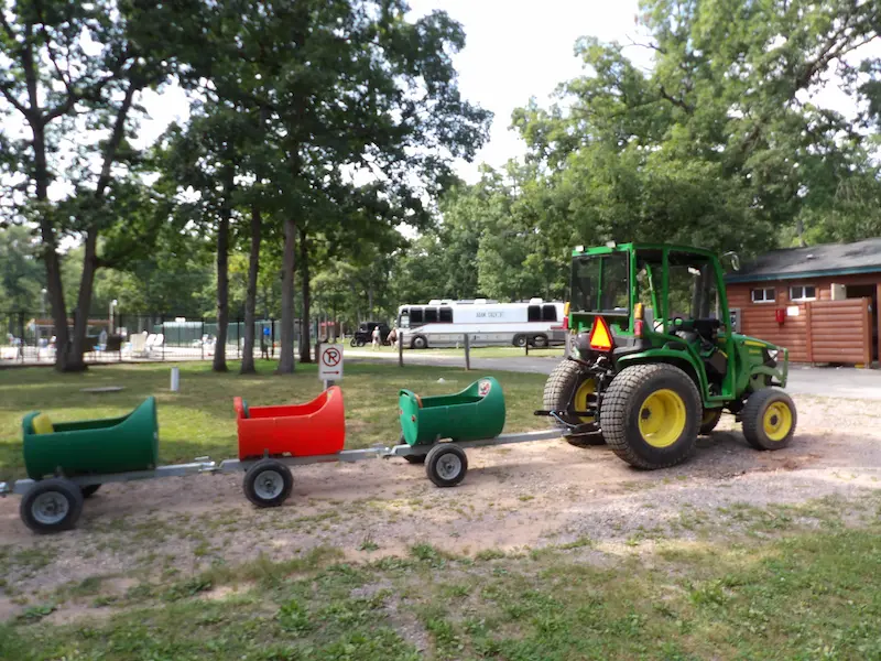 Tractor train rides at Nature's Touch Campground Wisconsin Dells